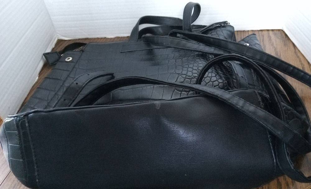 Tahari Black 2 Pocket Handbag Backpack